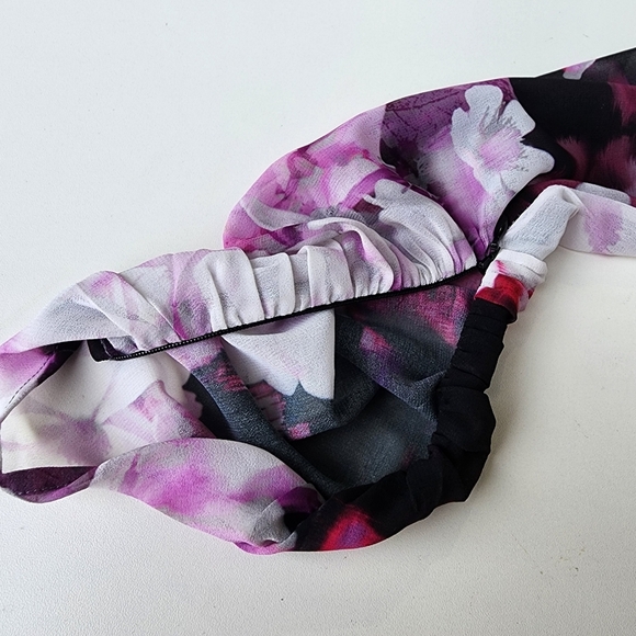 Guess by Marciano Womens Purple Black Hi Low Multi Fushion Sheer Long Sl Dress 4 - Picture 13 of 16